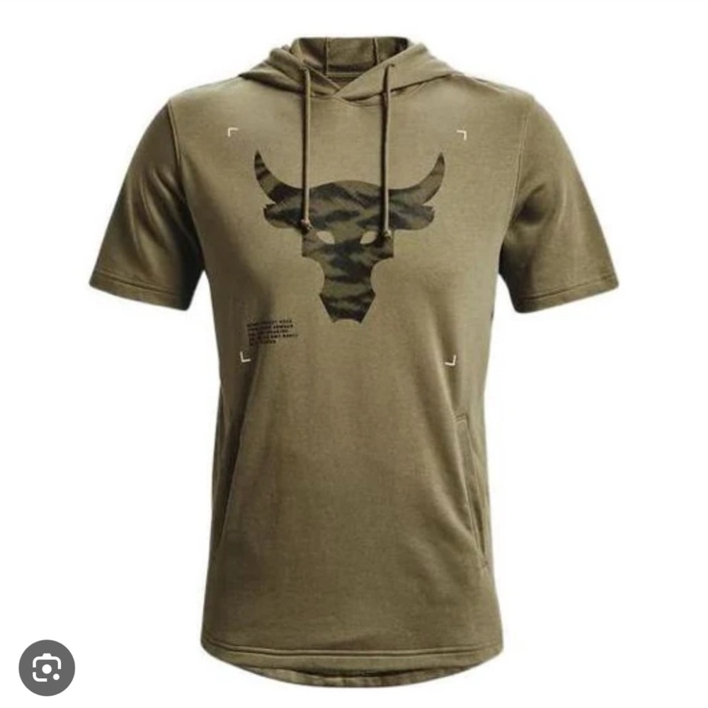 NWT Under Armour Project Rock Terry Short Sleeve Hoodie 'Green'